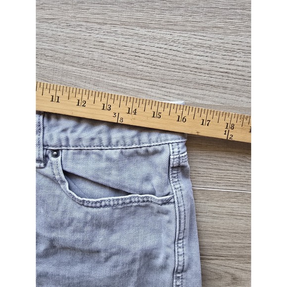 Free People Cloudy Grey Distressed High Waisted Button Fly Shorts Size 31 - Picture 7 of 10